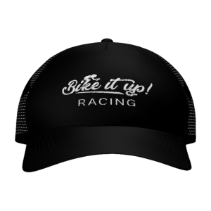 Bike it Up Racing black trucker cap with embroidered logo